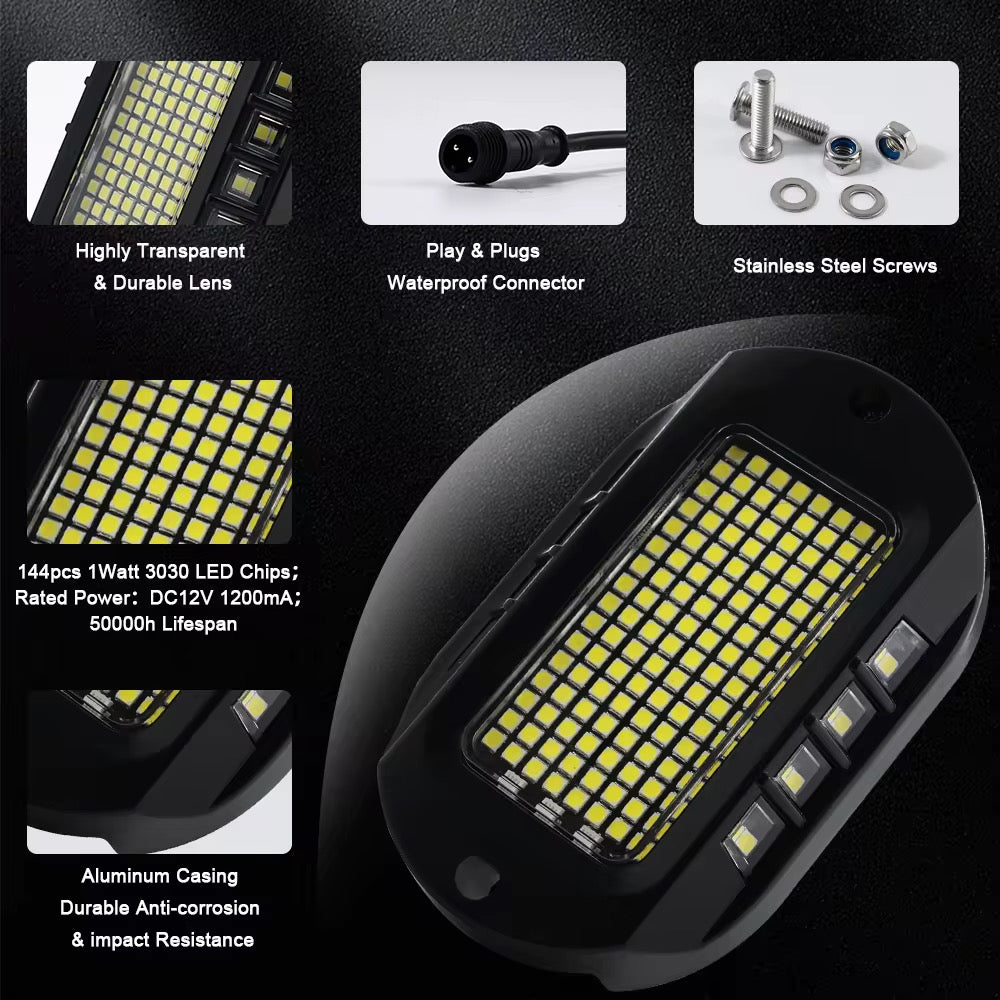144 Pure White LED Rock Lights